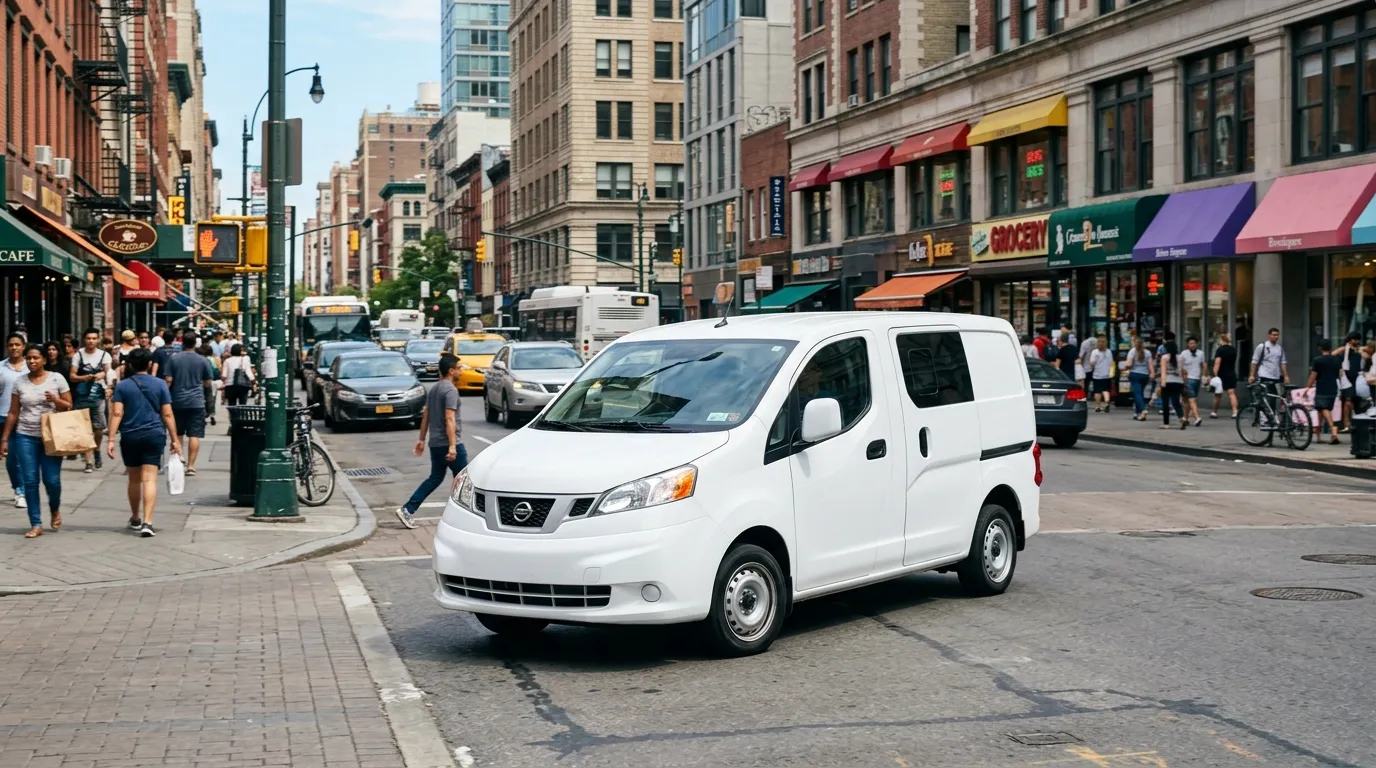Nissan NV200 furgon na ulicy miasta