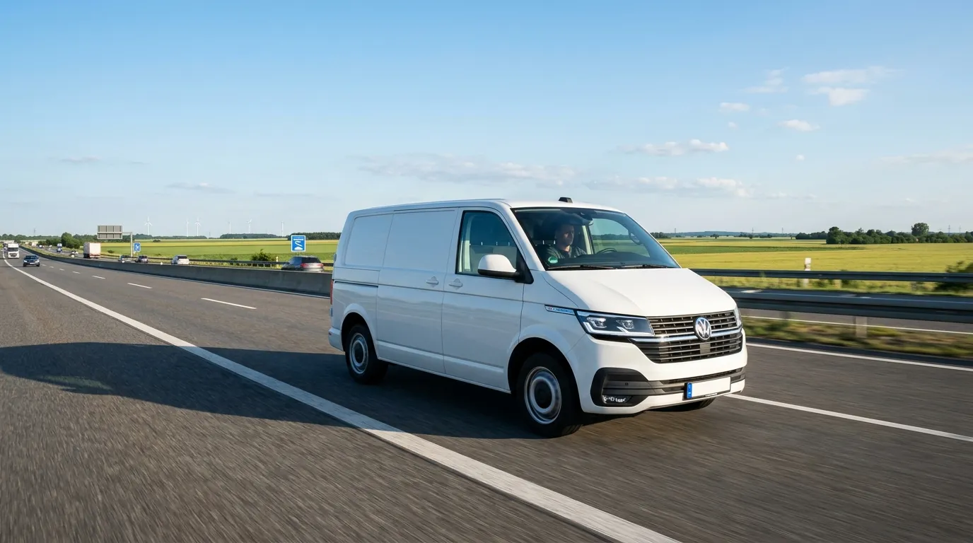Volkswagen Transporter T6.1 furgon na drodze